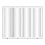 KaMic Versa-Fold 120" x 96" 4 Panels Aluminum Folding Door In White, One Door Right Swing Out Three Door Folded From Right To Left Model #: FD4PWH12096-RL