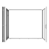 KaMic Versa-Fold 120" x 96" 4 Panels Aluminum Folding Door In White, One Door Right Swing Out Three Door Folded From Right To Left Model #: FD4PWH12096-RL