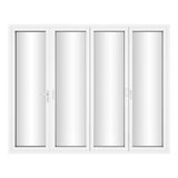 KaMic Versa-Fold 120" x 96" 4 Panels Aluminum Folding Door In White, One Door Right Swing Out Three Door Folded From Right To Left Model #: FD4PWH12096-RL