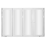 KaMic 120" x 96" 4 Panels Aluminum Folding Door In White, One Door Right Swing Out Three Door Folded From Right To Left Model #: FD4PWH12096-RL