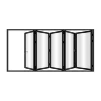 KaMic 144" x 80" 5 Panels Alumium Folding Door in Black, Folded Out from Right to Left Model #: FD5PBK14480-RL