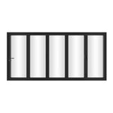KaMic 144" x 80" 5 Panels Alumium Folding Door in Black, Folded Out from Right to Left Model #: FD5PBK14480-RL