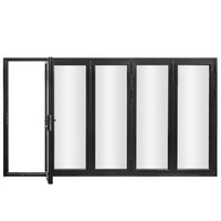 KaMic 144" x 96" 5 Panels Alumium Folding Door in Black, Folded Out from Left to Right Model #: FD5PBK14496-LR