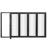 KaMic 144" x 96" 5 Panels Alumium Folding Door in Black, Folded Out from Left to Right Model #: FD5PBK14496-LR