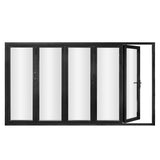 KaMic 144" x 96" 5 Panels Alumium Folding Door in Black, Folded Out from Left to Right Model #: FD5PBK14496-LR