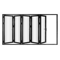 KaMic 144" x 96" 5 Panels Alumium Folding Door in Black, Folded Out from Left to Right Model #: FD5PBK14496-LR