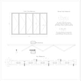 KaMic 144" x 96" 5 Panels Alumium Folding Door in Black, Folded Out from Left to Right Model #: FD5PBK14496-LR