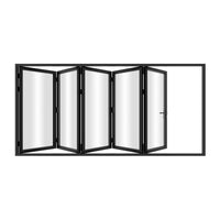 KaMic 144" x 96" 5 Panels Alumium Folding Door in Black, Folded Out from Left to Right Model #: FD5PBK14496-LR