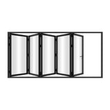 KaMic 144" x 96" 5 Panels Alumium Folding Door in Black, Folded Out from Left to Right Model #: FD5PBK14496-LR