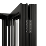 KaMic Versa-Fold 144" x 96" 5 Panels Alumium Folding Door in Black, Folded Out from Left to Right Model #: FD5PBK14496-LR