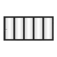 KaMic 144" x 96" 5 Panels Alumium Folding Door in Black, Folded Out from Left to Right Model #: FD5PBK14496-LR
