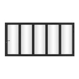 KaMic 144" x 96" 5 Panels Alumium Folding Door in Black, Folded Out from Left to Right Model #: FD5PBK14496-LR