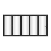 KaMic 144" x 96" 5 Panels Alumium Folding Door in Black, Folded Out from Left to Right Model #: FD5PBK14496-LR
