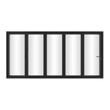 KaMic 144" x 96" 5 Panels Alumium Folding Door in Black, Folded Out from Left to Right Model #: FD5PBK14496-LR
