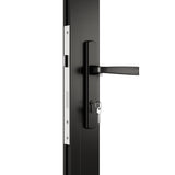 KaMic Versa-Fold 144" x 96" 5 Panels Alumium Folding Door in Black, Folded Out from Right to Left Model #: FD5PBK14496-RL