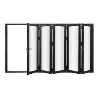 KaMic 168" x 80" 5 Panels Alumium Folding Door in Black, Folded Out from Left to Right Model #: FD5PBK16880-LR