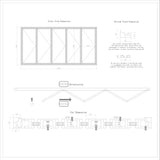 KaMic 168" x 80" 5 Panels Alumium Folding Door in Black, Folded Out from Left to Right Model #: FD5PBK16880-LR