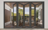 KaMic 168" x 80" 5 Panels Alumium Folding Door in Black, Folded Out from Right to Left Model #: FD5PBK16880-RL