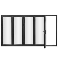 KaMic 168" x 80" 5 Panels Alumium Folding Door in Black, Folded Out from Right to Left Model #: FD5PBK16880-RL