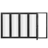 KaMic 168" x 80" 5 Panels Alumium Folding Door in Black, Folded Out from Right to Left Model #: FD5PBK16880-RL