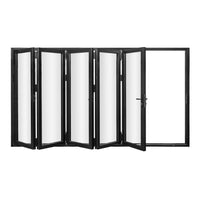 KaMic 168" x 80" 5 Panels Alumium Folding Door in Black, Folded Out from Right to Left Model #: FD5PBK16880-RL