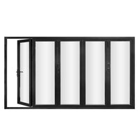 KaMic 168" x 80" 5 Panels Alumium Folding Door in Black, Folded Out from Right to Left Model #: FD5PBK16880-RL