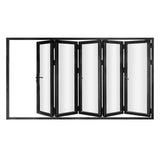 KaMic 168" x 80" 5 Panels Alumium Folding Door in Black, Folded Out from Right to Left Model #: FD5PBK16880-RL