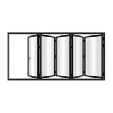 KaMic 168" x 80" 5 Panels Alumium Folding Door in Black, Folded Out from Right to Left Model #: FD5PBK16880-RL