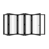 KaMic 168" x 80" 5 Panels Alumium Folding Door in Black, Folded Out from Right to Left Model #: FD5PBK16880-RL