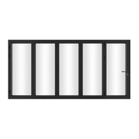 KaMic 168" x 80" 5 Panels Alumium Folding Door in Black, Folded Out from Right to Left Model #: FD5PBK16880-RL
