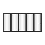 KaMic 168" x 80" 5 Panels Alumium Folding Door in Black, Folded Out from Right to Left Model #: FD5PBK16880-RL