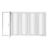 KaMic 144" x 80" 5 Panels Aluminum Folding Door In White, Folded Out From Left To Right Model #: FD5PWH14480-LR