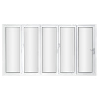 KaMic 144" x 80" 5 Panels Aluminum Folding Door In White, Folded Out From Left To Right Model #: FD5PWH14480-LR