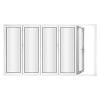 KaMic 144" x 80" 5 Panels Aluminum Folding Door In White, Folded Out From Left To Right Model #: FD5PWH14480-LR