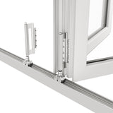 KaMic Versa-Fold 144" x 80" 5 Panels Aluminum Folding Door In White, Folded Out From Left To Right Model #: FD5PWH14480-LR