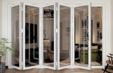 KaMic 144" x 80" 5 Panels Aluminum Folding Door In White, Folded Out From Right To Left Model #: FD5PWH14480-RL