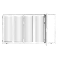 KaMic 144" x 80" 5 Panels Aluminum Folding Door In White, Folded Out From Right To Left Model #: FD5PWH14480-RL