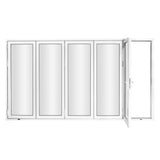 KaMic 144" x 80" 5 Panels Aluminum Folding Door In White, Folded Out From Right To Left Model #: FD5PWH14480-RL