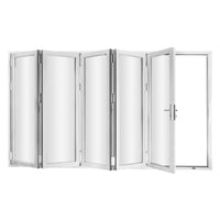 KaMic 144" x 80" 5 Panels Aluminum Folding Door In White, Folded Out From Right To Left Model #: FD5PWH14480-RL