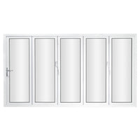 KaMic 144" x 80" 5 Panels Aluminum Folding Door In White, Folded Out From Right To Left Model #: FD5PWH14480-RL