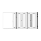 KaMic 144" x 80" 5 Panels Aluminum Folding Door In White, Folded Out From Right To Left Model #: FD5PWH14480-RL