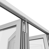 KaMic 144" x 80" 5 Panels Aluminum Folding Door In White, Folded Out From Right To Left Model #: FD5PWH14480-RL