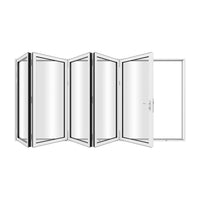 KaMic 144" x 80" 5 Panels Aluminum Folding Door In White, Folded Out From Right To Left Model #: FD5PWH14480-RL