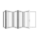 KaMic 144" x 80" 5 Panels Aluminum Folding Door In White, Folded Out From Right To Left Model #: FD5PWH14480-RL