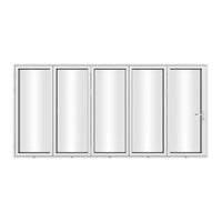 KaMic 144" x 80" 5 Panels Aluminum Folding Door In White, Folded Out From Right To Left Model #: FD5PWH14480-RL