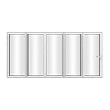 KaMic 144" x 80" 5 Panels Aluminum Folding Door In White, Folded Out From Right To Left Model #: FD5PWH14480-RL