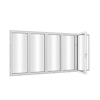 KaMic 144" x 80" 5 Panels Aluminum Folding Door In White, Folded Out From Right To Left Model #: FD5PWH14480-RL