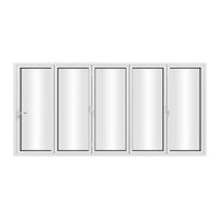 KaMic 144" x 80" 5 Panels Aluminum Folding Door In White, Folded Out From Right To Left Model #: FD5PWH14480-RL
