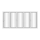 KaMic 144" x 80" 5 Panels Aluminum Folding Door In White, Folded Out From Right To Left Model #: FD5PWH14480-RL