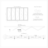 KaMic 144" x 96" 5 Panels Aluminum Folding Door In White, Folded Out From Left To Right Model #: FD5PWH14496-LR